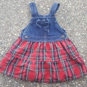 Osh Kosh B'Gosh Overall Dress Red Layer Plaid 18m
